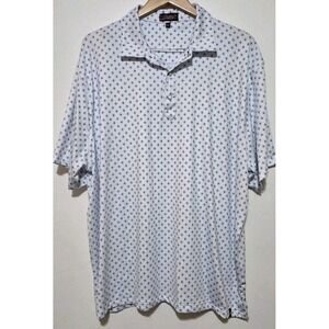 Rafter C Polo Shirt Men XXL White Blue Geometric Short Sleeve West Western Rodeo